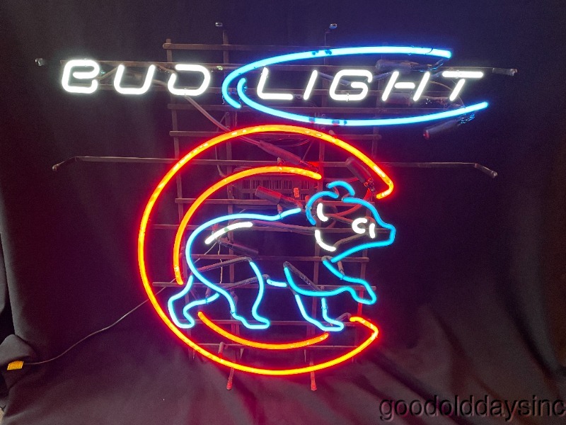 Bud Light Chicago Cubs Walking Bear Neon No Beer Sign Bar Light