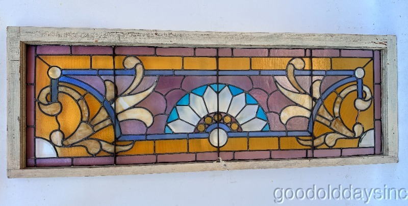Beautiful Beveled Chicago Victorian Stained Leaded Glass Transom Window