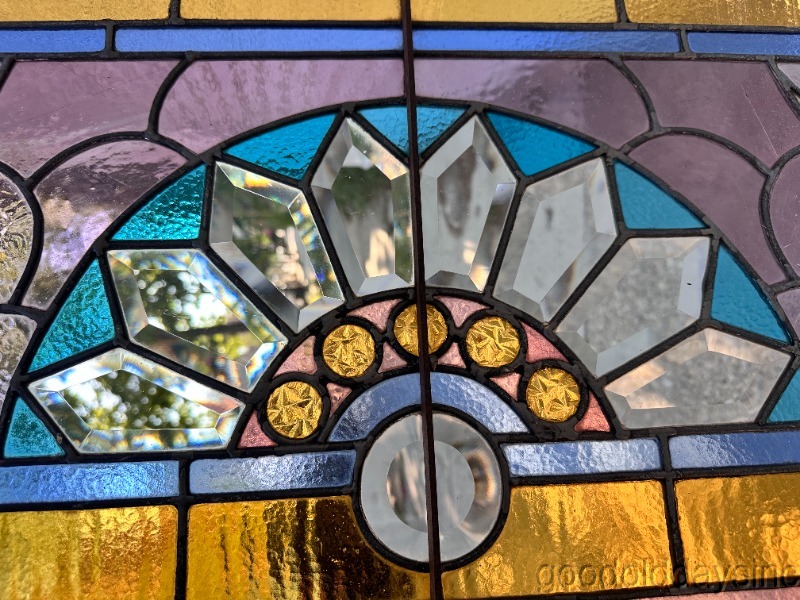 Beautiful Beveled Chicago Victorian Stained Leaded Glass Transom Window