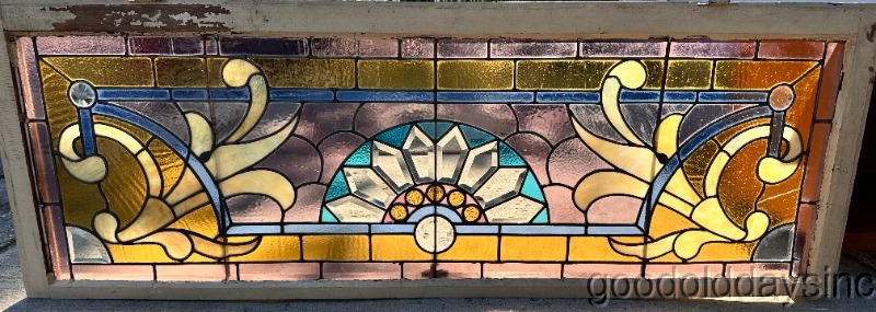 Beautiful Beveled Chicago Victorian Stained Leaded Glass Transom Window