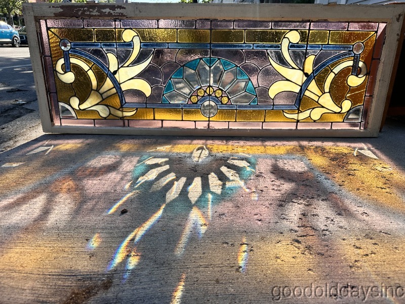 Beautiful Beveled Chicago Victorian Stained Leaded Glass Transom Window