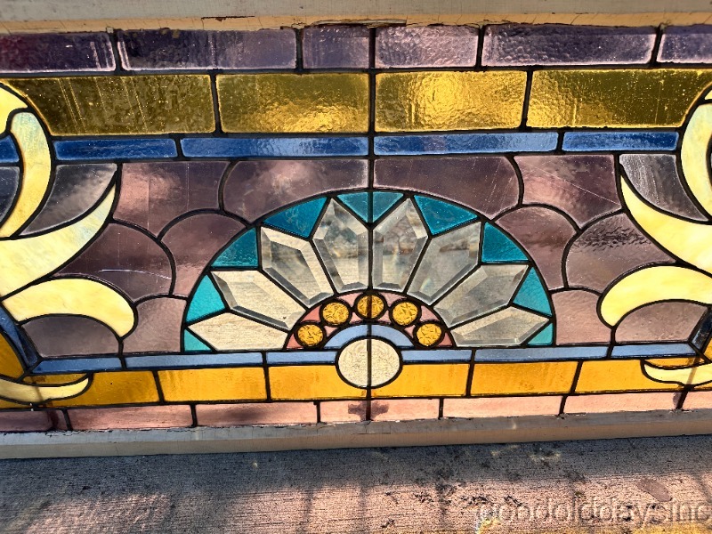 Beautiful Beveled Chicago Victorian Stained Leaded Glass Transom Window