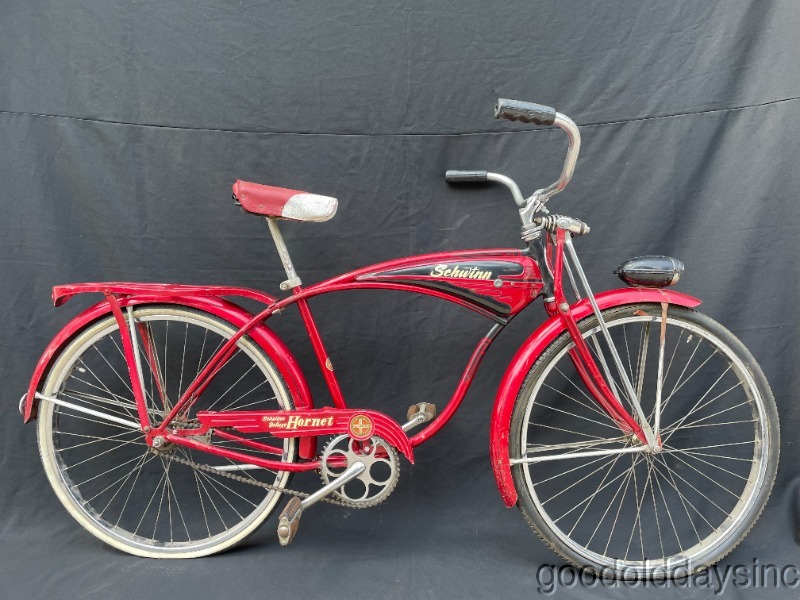Wow Vintage Red & Black Schwinn Deluxe Hornet Bicycle Made in Chicago