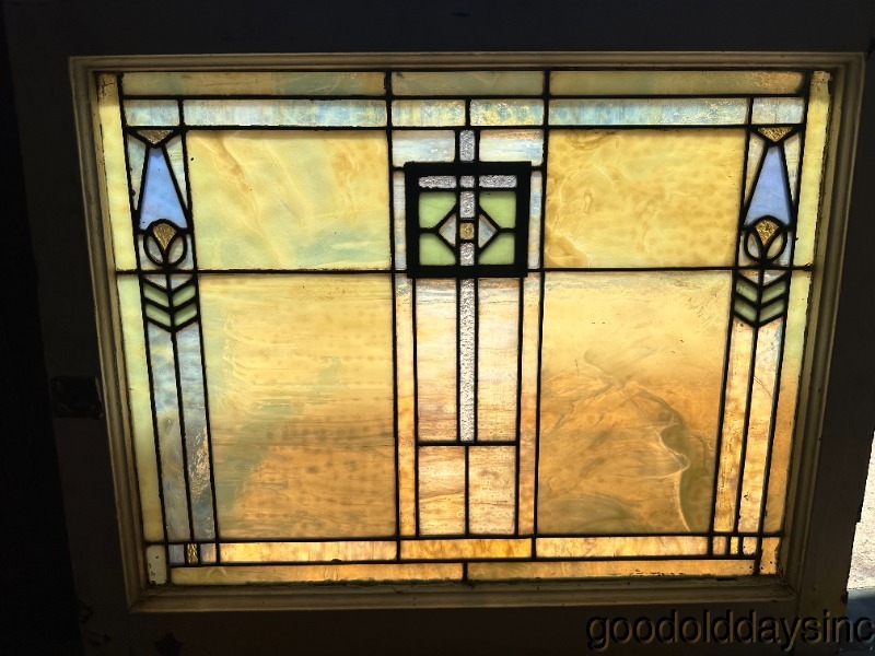 Beautiful Prairie Style Antique Chicago Stained Leaded Glass Window