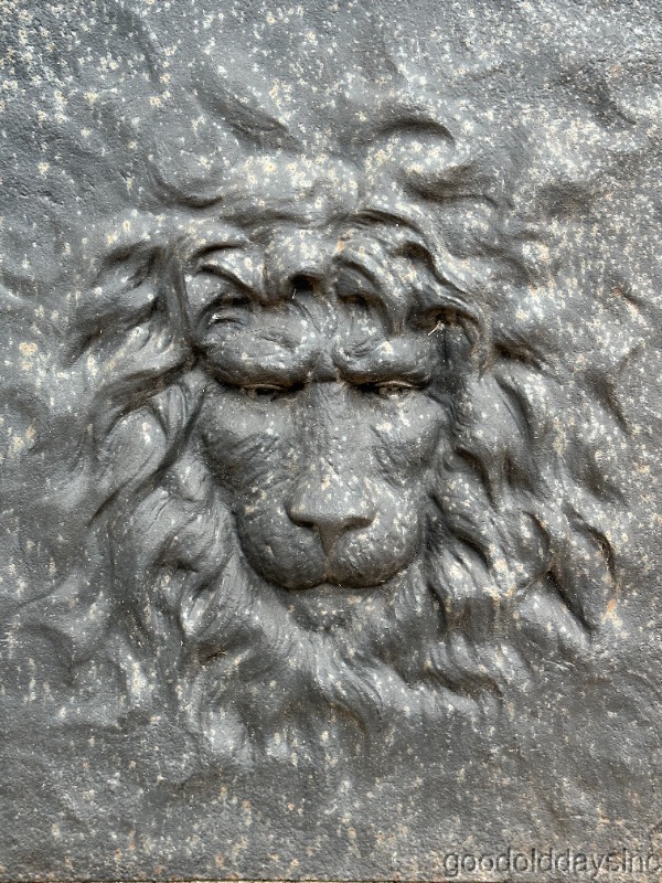 Heavy Antique Cast Iron Lion Fireplace Fireback - Regal Lion - Summer Cover