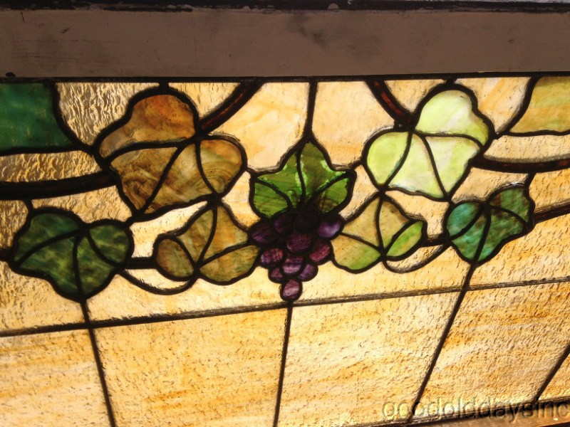 Antique Stained Glass Grape Vine Window Transom 56" x 28" Circa 1910