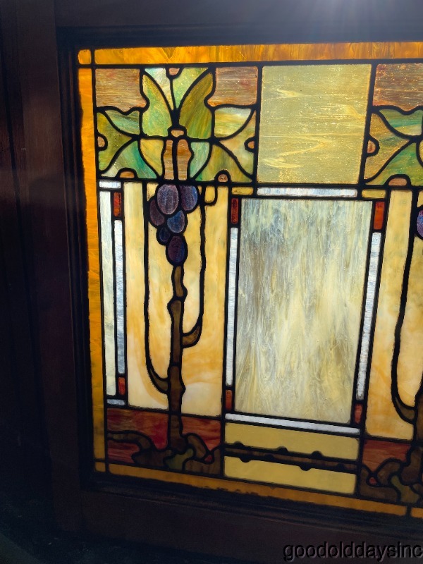 Amazing Arts Crafts-Stained Leaded Glass Window Circa 1900 40" x 29"