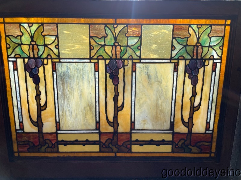 Amazing Arts Crafts-Stained Leaded Glass Window Circa 1900 40" x 29"