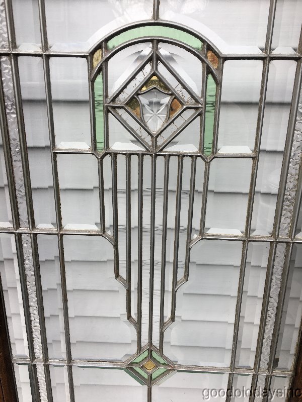 Wonderful Pair of Beveled & Stained Glass French Doors