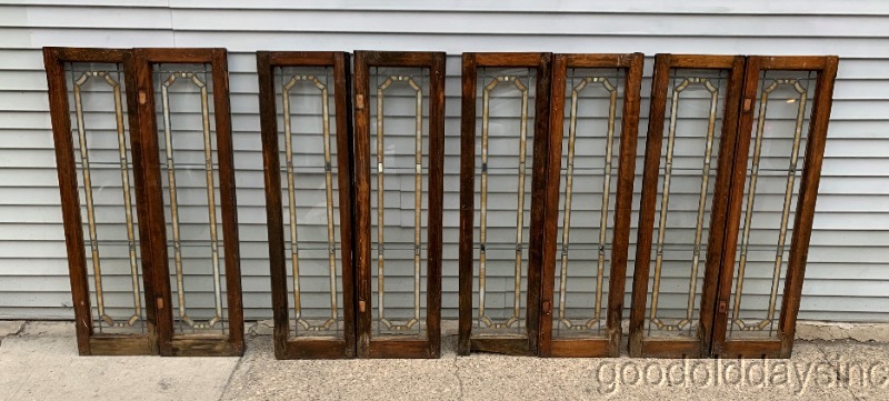 2 of 8 1920's Stained Leaded Glass Doors / Windows 47" by 13" Transom