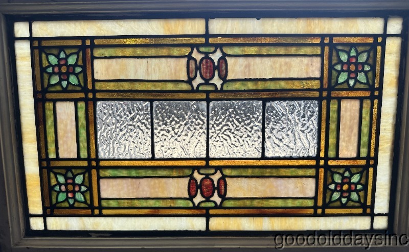 Beautiful Arts & Crafts-Stained Glass Transom Window from Chicago circa 1900 