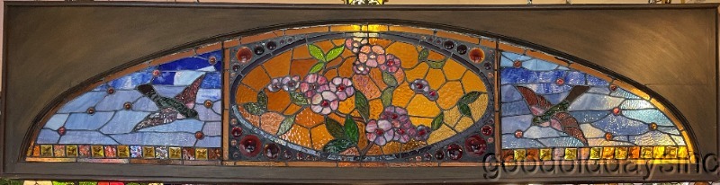 Large Victorian Arched Stained Leaded Glass Transom Window Circa 1880's