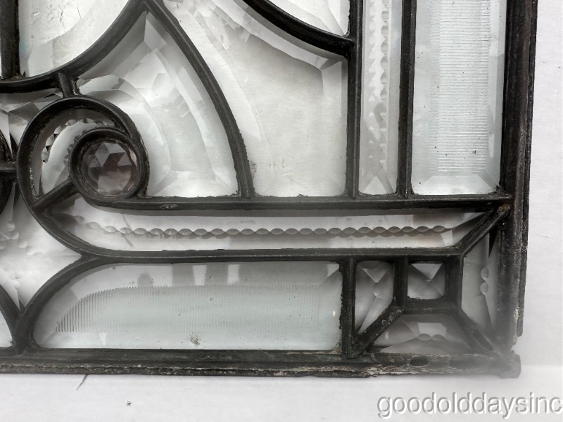 Wow Beautiful Victorian Beveled & Jeweled Glass Transom Window as is