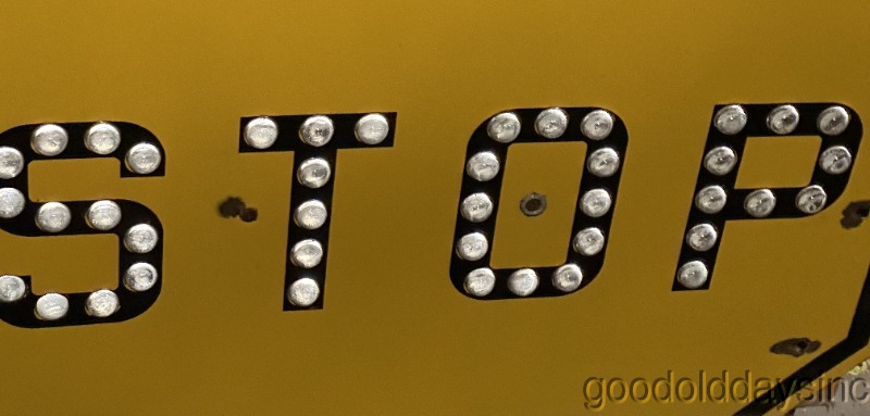 Vintage Griswold Yellow Porcelain Train Stop Sign w/ Cat Eye Reflectors