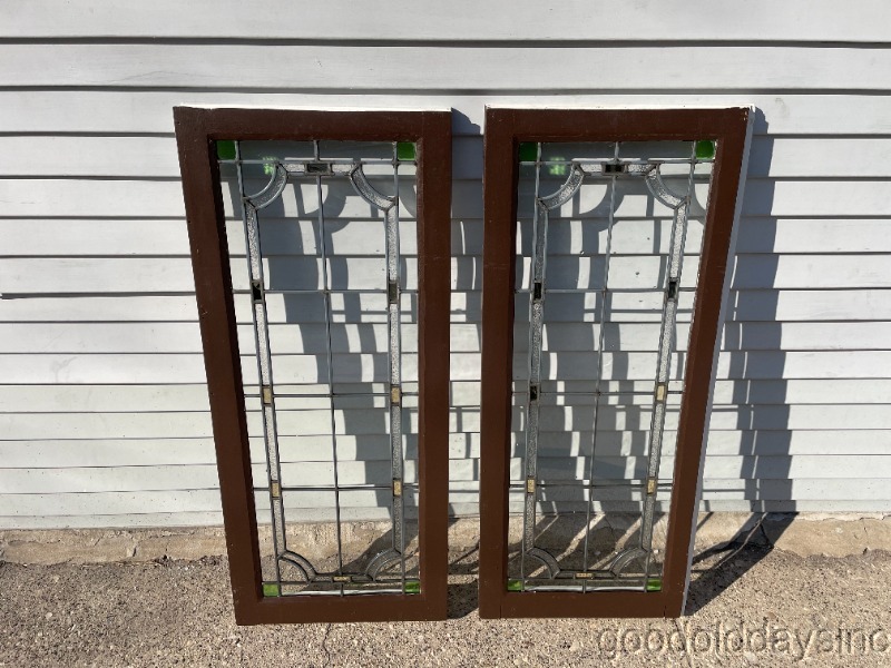 Antique 1920's Chicago Bungalow Style Stained Leaded Glass Windows 3pc. Set