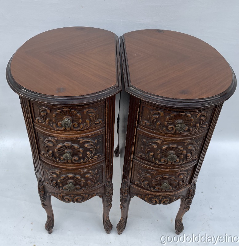 2 Unusual Hand Painted Antique French Style Side Table Sofa Chair Nightstand