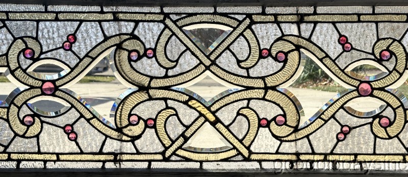Beautiful Antique Stained Beveled Leaded Glass Transom Window Circa 1890
