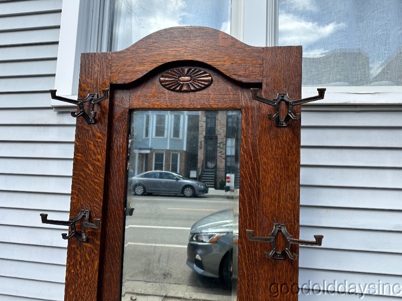 Antique Arts & Crafts Dressing Mirror / Hall Mirror Tree 76"x26" HALL RACKS
