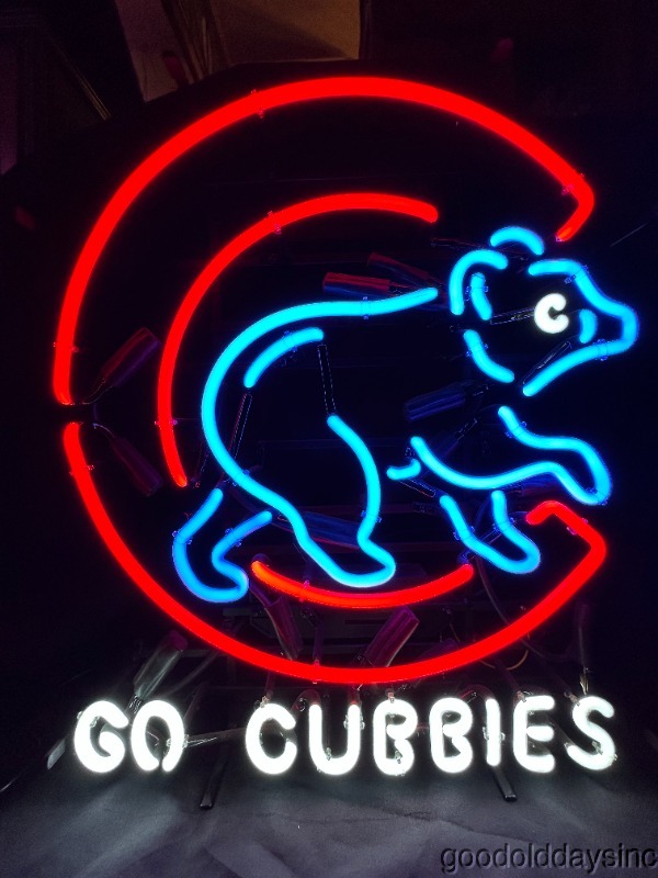 Chicago Cubs Go Cubbies Walking Bear Neon No Beer Sign Bar Light