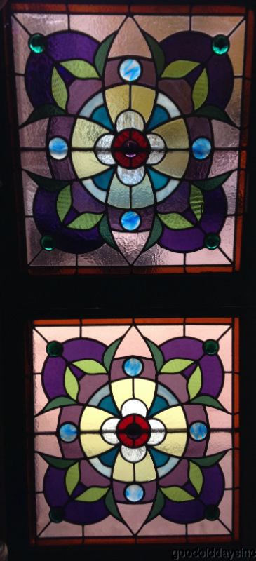 Beautiful Pair Of Victorian Stained Leaded Glass Windows From Chicago 1880s
