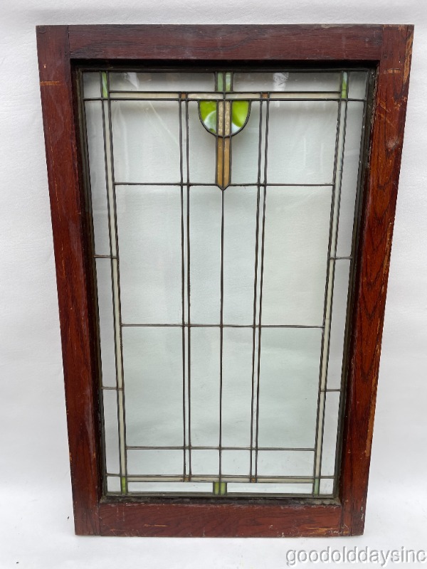 1 Antique Frank Lloyd Wright Prairie Style Oak Cabinet Door Stained Glass Window