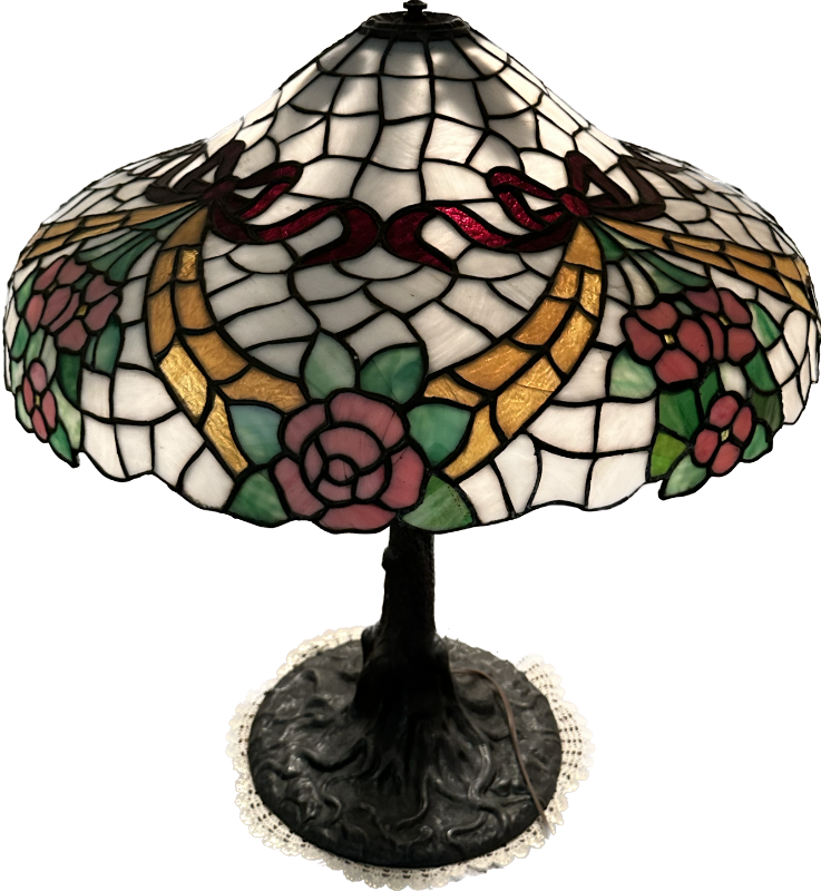 Beautiful Chicago Mosaic Floral Ribbon Table Lamp Leaded Glass Lamp Shade