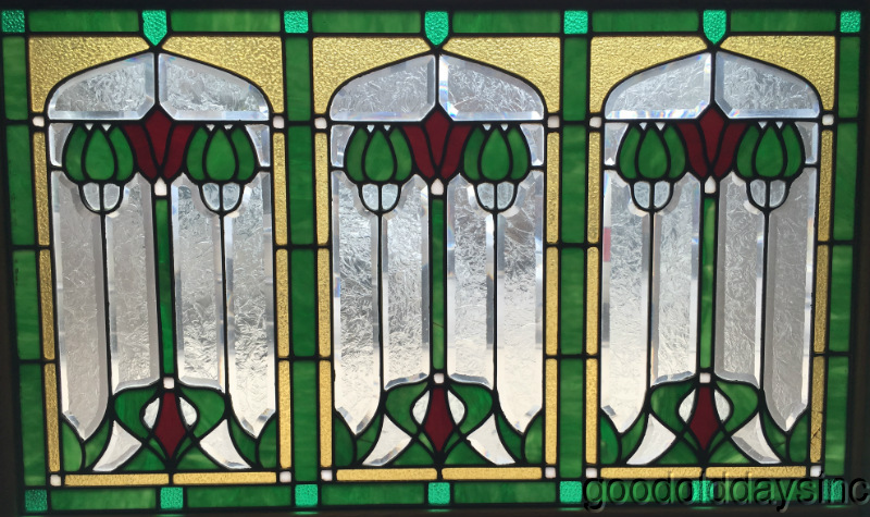 1 of 2 Wonderful Stained & Beveled Glass Window from Chicago Circa 1910