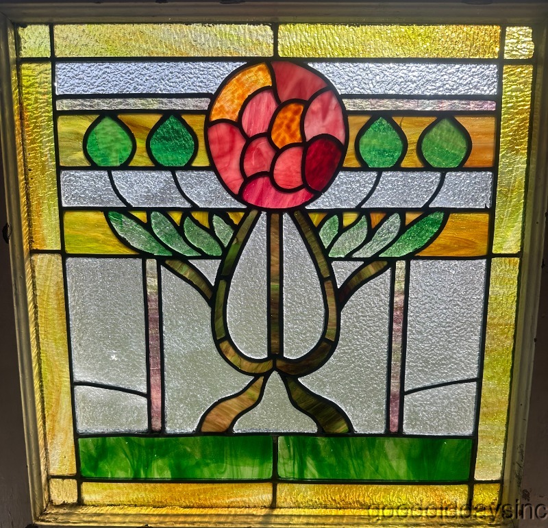 Beautiful Antique Stained Leaded Glass Window