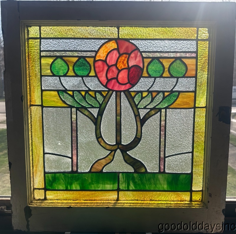 Beautiful Antique Stained Leaded Glass Window