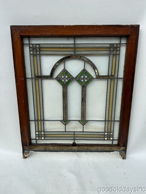 Pair of Antique 1920s Chicago Bungalow Stained Glass Windows 34" by 28"