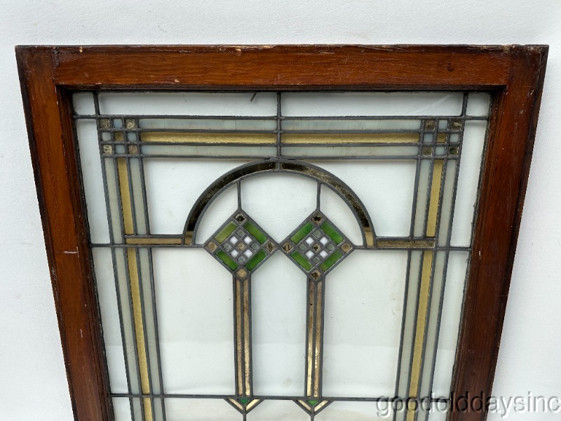 Pair of Antique 1920s Chicago Bungalow Stained Glass Windows 34" by 28"