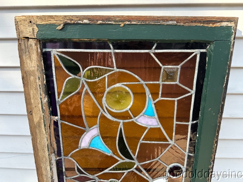 Wow Antique Victorian 1890's Chicago Stained Leaded Glass Window w/ 60" x 19"