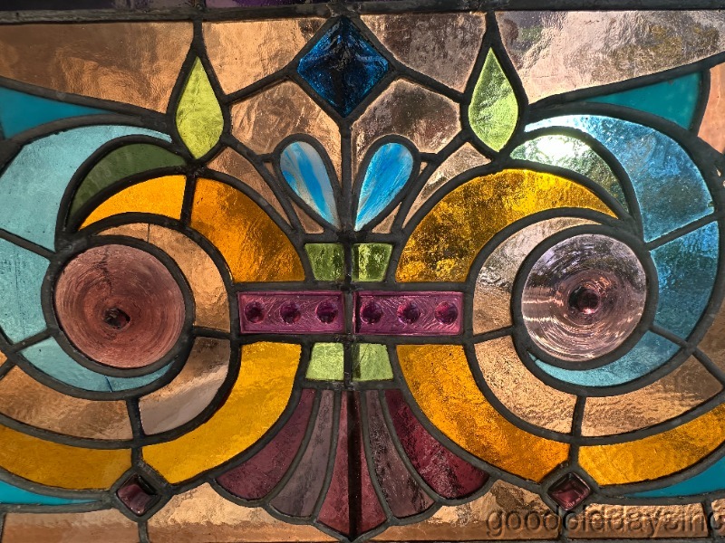 Wow Antique Victorian 1890's Chicago Stained Leaded Glass Window w/ 60" x 19"