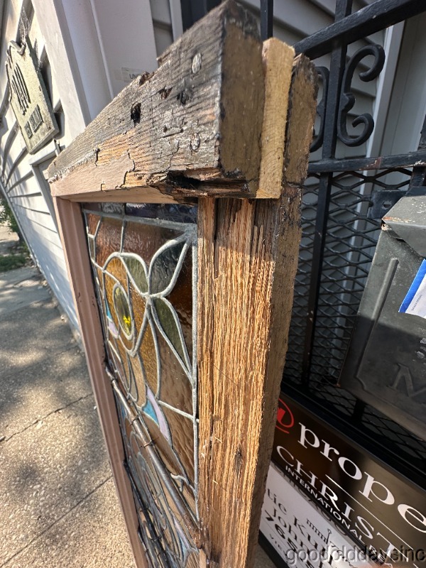 Wow Antique Victorian 1890's Chicago Stained Leaded Glass Window w/ 60" x 19"