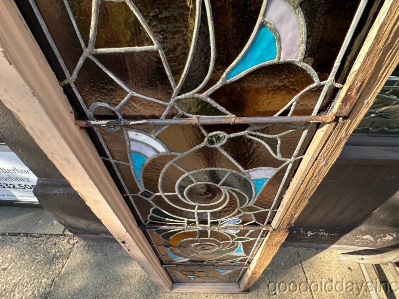 Wow Antique Victorian 1890's Chicago Stained Leaded Glass Window w/ 60" x 19"