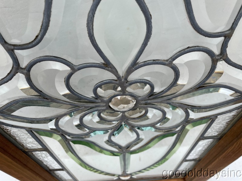 Beautiful Beveled Glass Transom Window w/ Jewels