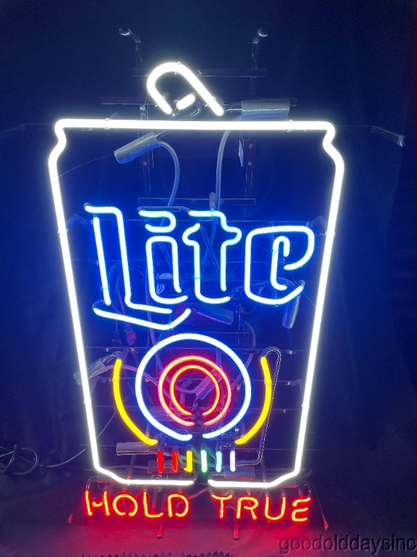 Large Miller Lite Beer Can Neon Sign Hold True Rainbow Colors Pride