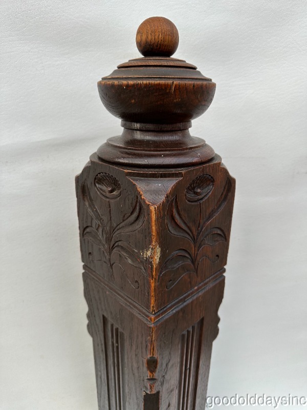 Beautiful Antique Carved Oak Newel Post Circa 1890