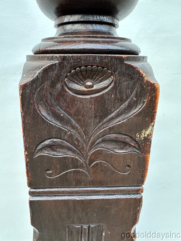 Beautiful Antique Carved Oak Newel Post Circa 1890