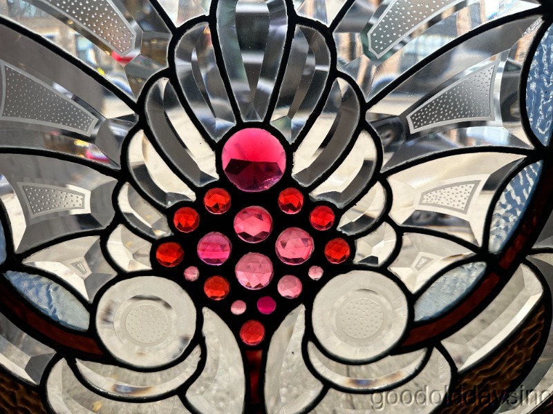 Wow Antique Chicago Beveled and Jeweled Stained Leaded Glass Window Circa 1890