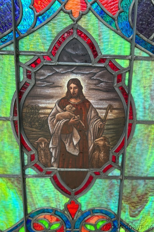 Beautiful Religious Church Window Jesus Arched Stained Glass Window