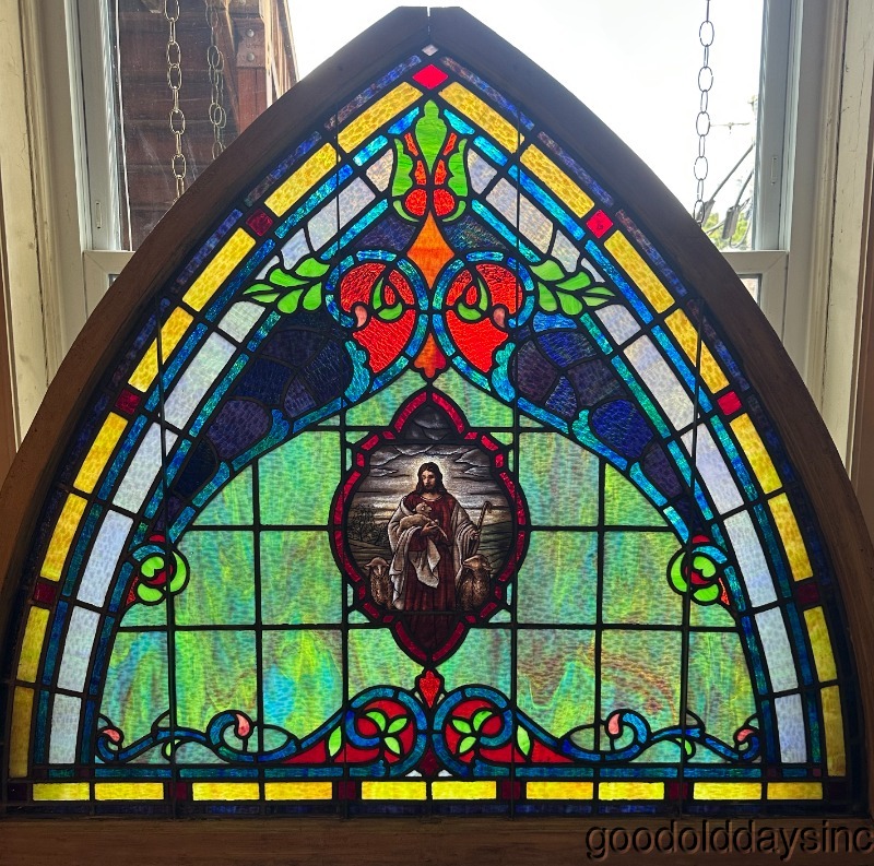 Beautiful Religious Church Window Jesus Arched Stained Glass Window