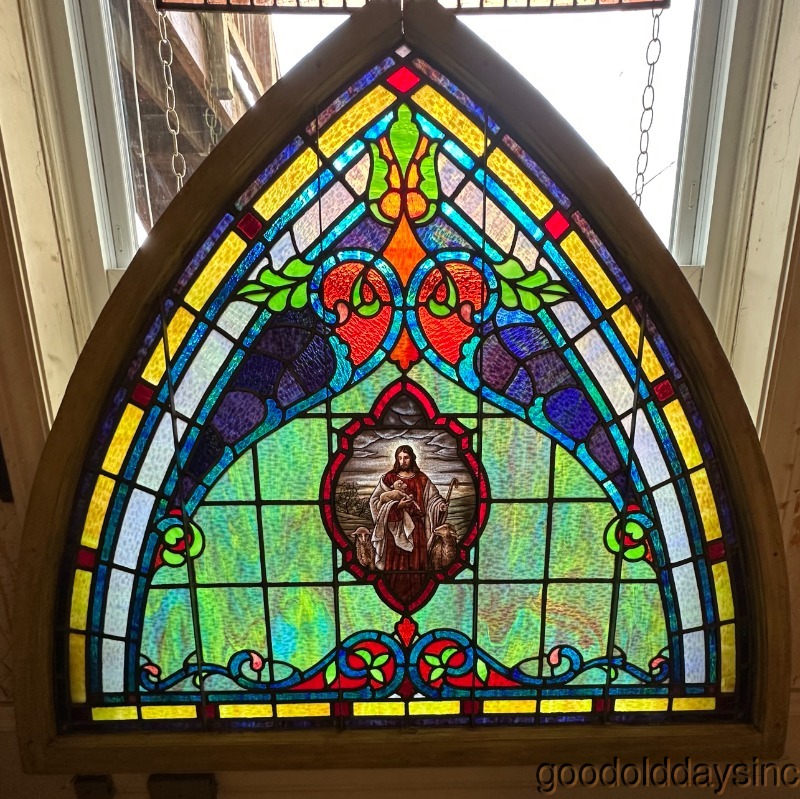Beautiful Religious Church Window Jesus Arched Stained Glass Window