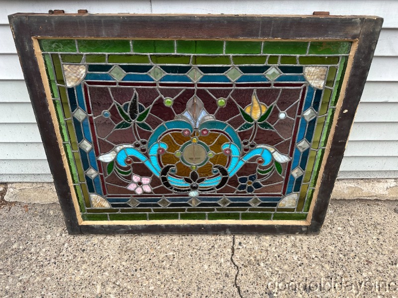 Antique Victorian Stained Leaded Glass Window From Chicago 1888