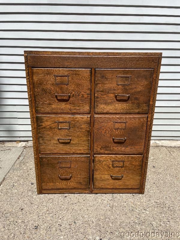 Antique+Oak+6+drawer+File+Cabinet+3+x+3