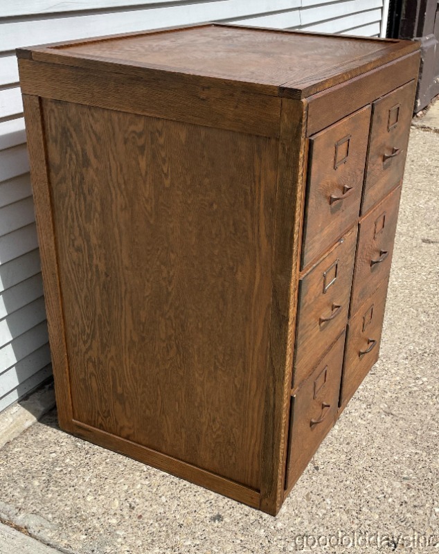 Antique Oak 6 drawer File Cabinet 3 x 3