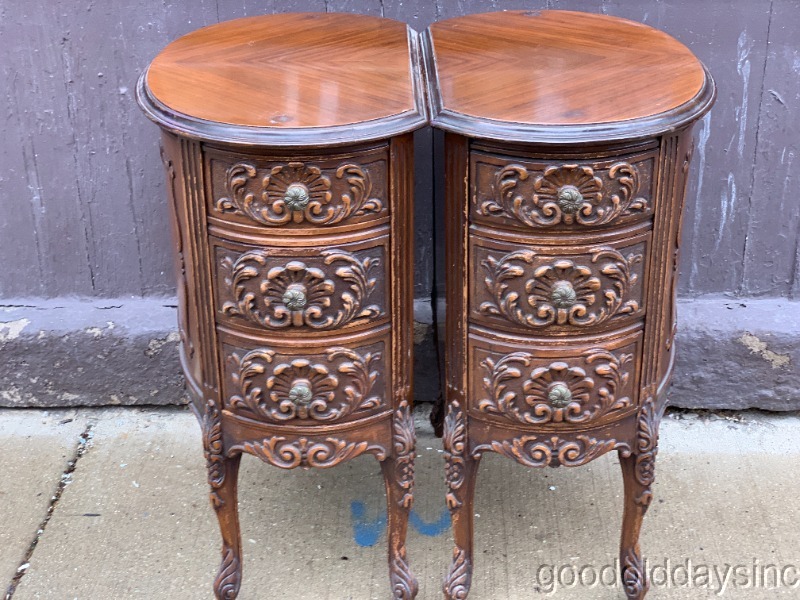 2 Unusual Hand Painted Antique French Style Side Table Sofa Chair Nightstand 