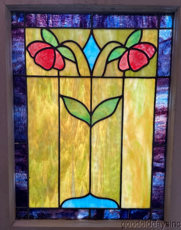 Beautiful Antique 1920's Chicago-Stained Leaded Glass Window