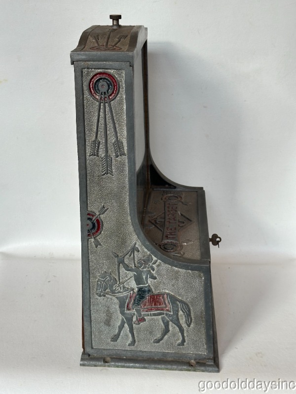 Antique 1926 JENNINGS - THE TARGET Coin Drop Trade Stimulator with Key