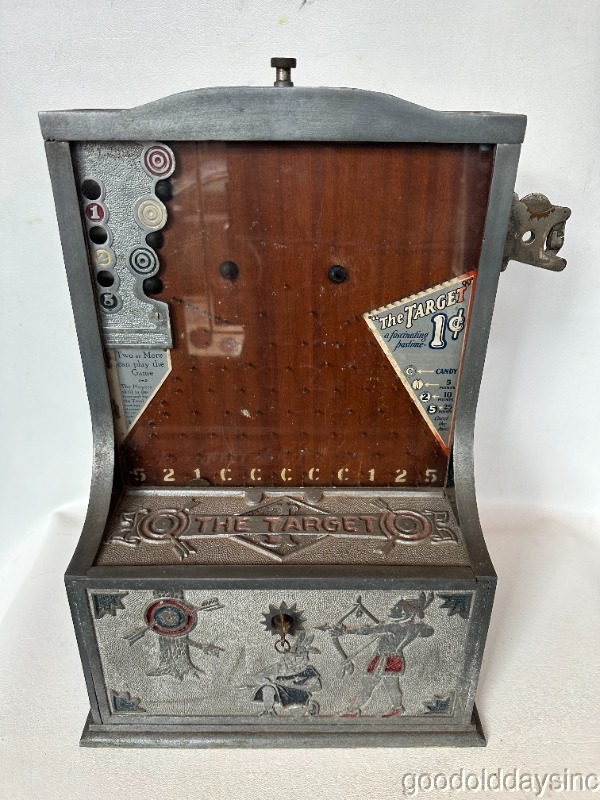 Antique 1926 JENNINGS - THE TARGET Coin Drop Trade Stimulator with Key